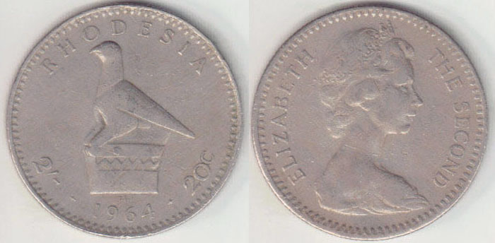 1964 Rhodesia Florin (20 Cents) A000217